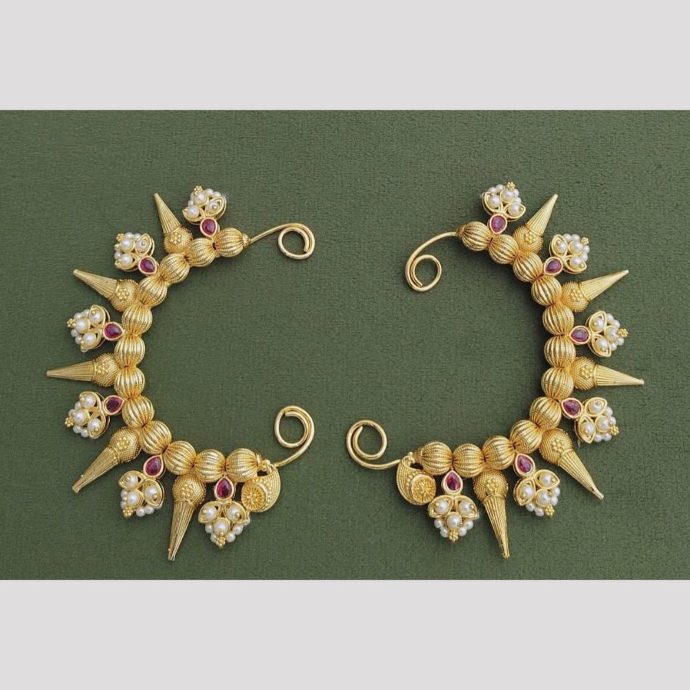 JCM Golden Swirl Pearl Drop Earrings