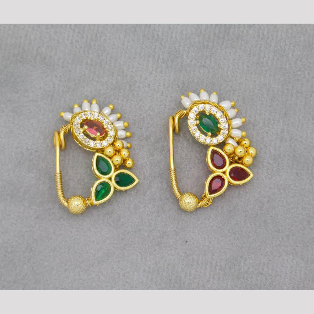 JCM Pearl Petal Ethnic Nath Nose Rings