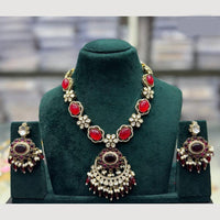 JCM Kundan And Beads Necklace With Pearl Droping