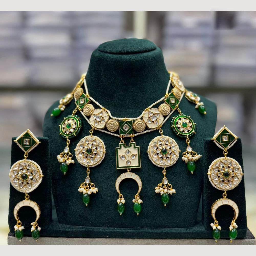 JCM Kundan And Beads Necklace With Pearl Droping