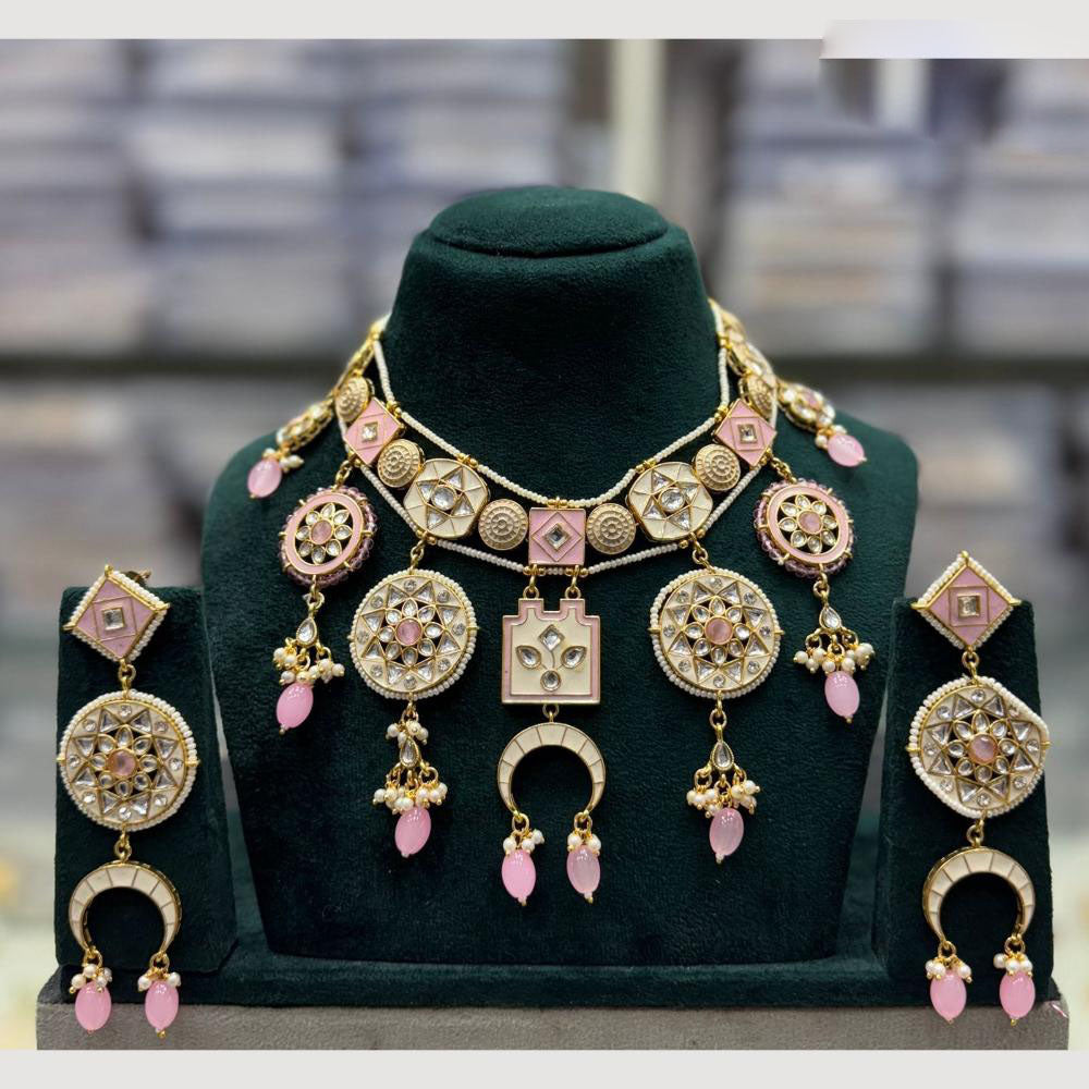 JCM Kundan And Beads Necklace With Pearl Droping