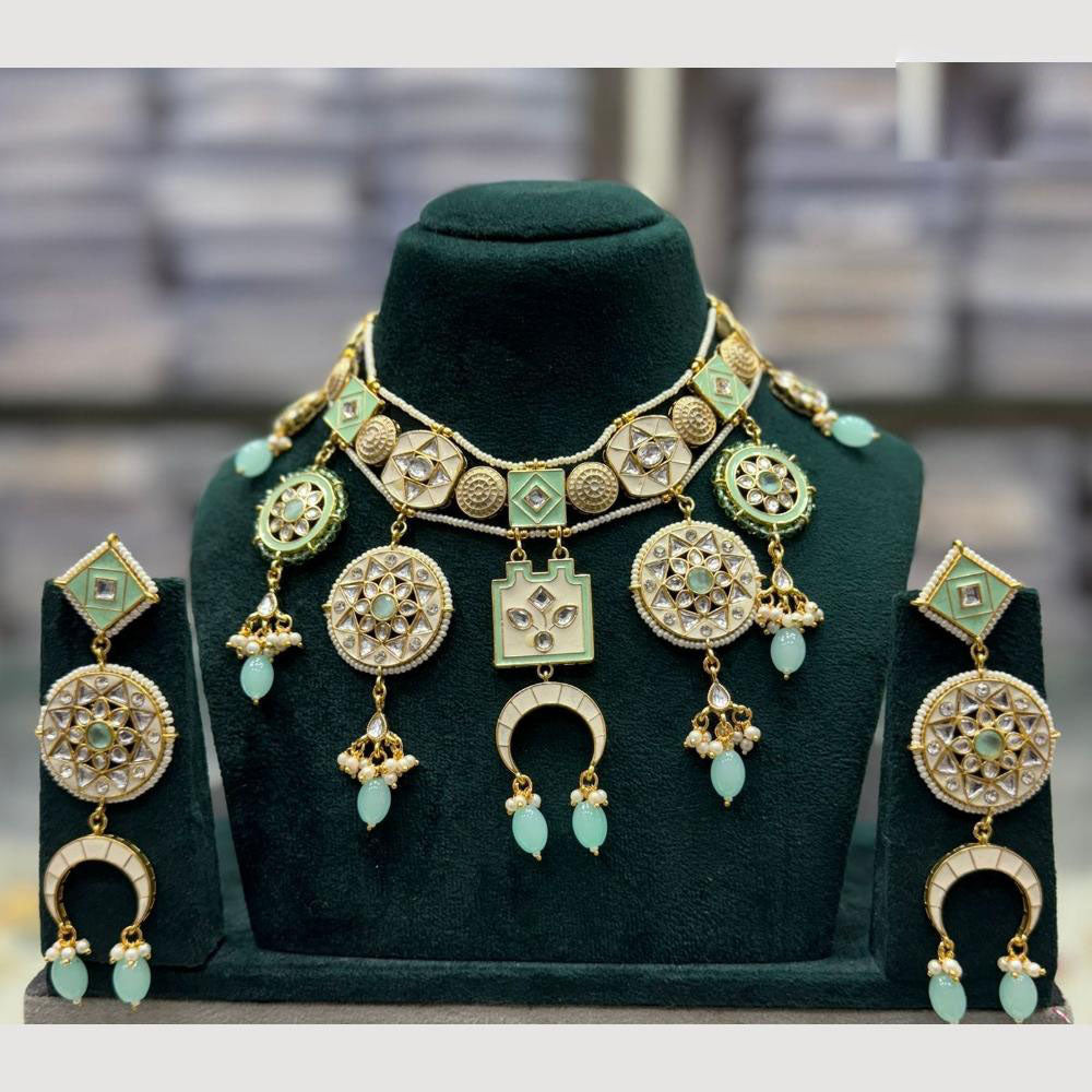JCM Kundan And Beads Necklace With Pearl Droping