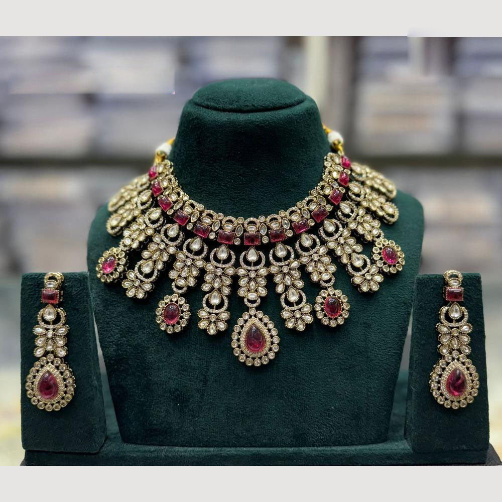 JCM Kundan And Crystal Stone Necklace Set