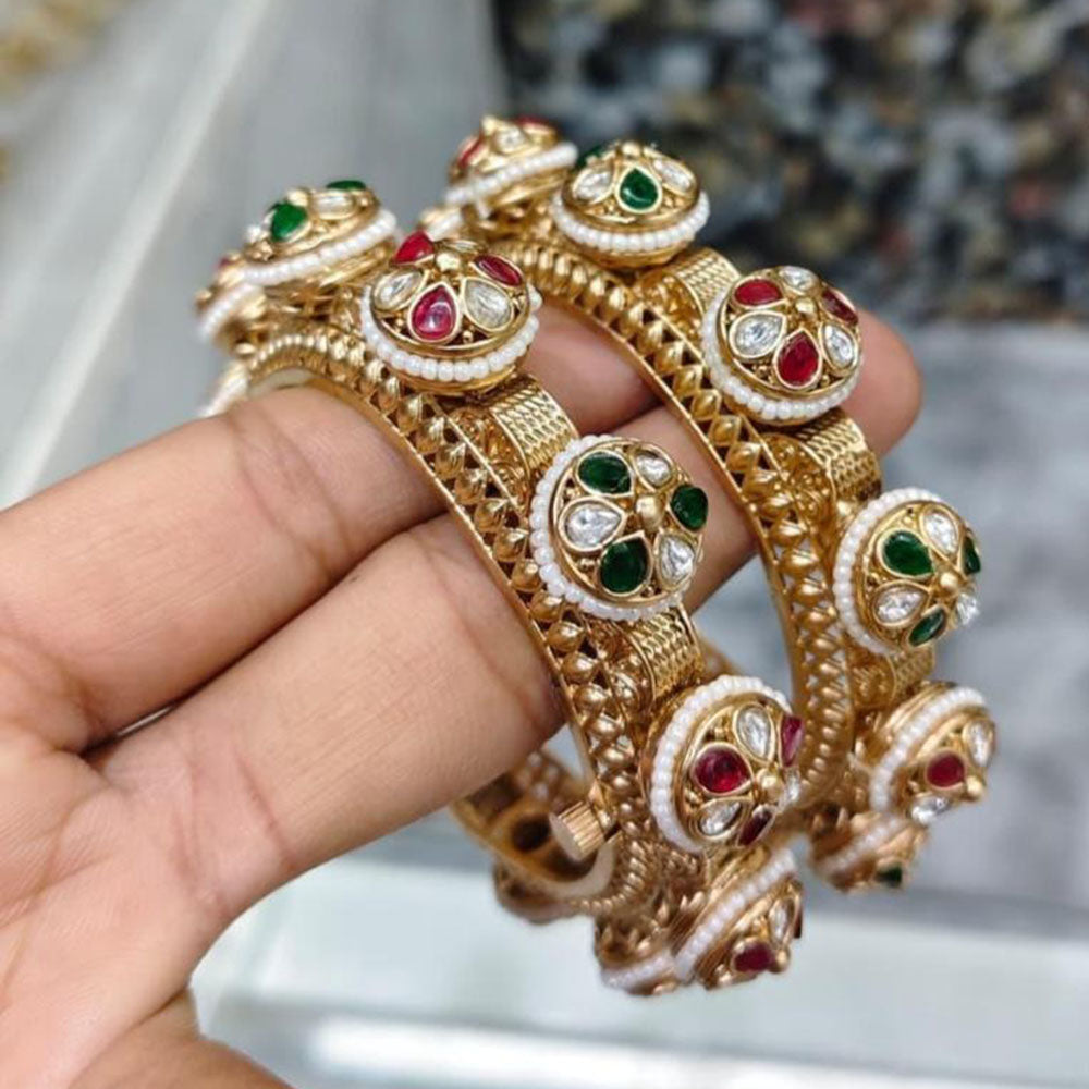 JCM Antique Finish Pota Stone Bangle Set
