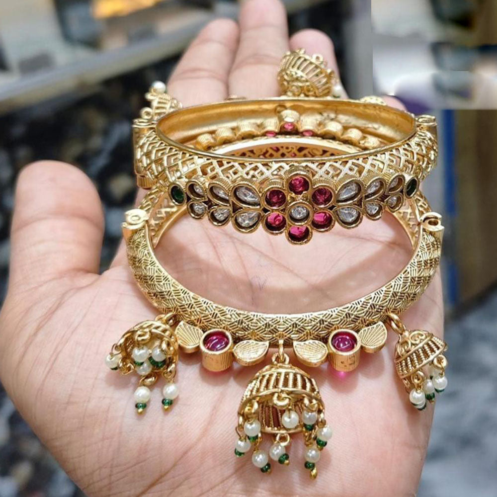JCM Antique Finish Pota Stone Bangle Set