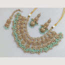 JCM Traditional Austrian Stones & Pearl Beaded Necklace Set with Maang Tikka