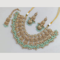 JCM Traditional Austrian Stones & Pearl Beaded Necklace Set with Maang Tikka