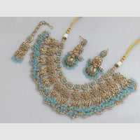 JCM Traditional Austrian Stones & Pearl Beaded Necklace Set with Maang Tikka