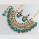 JCM Traditional Austrian Stones & Pearl Beaded Necklace Set with Maang Tikka
