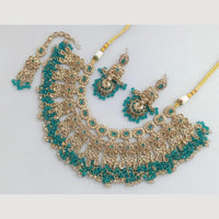 JCM Traditional Austrian Stones & Pearl Beaded Necklace Set with Maang Tikka