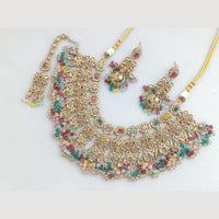 JCM Traditional Austrian Stones & Pearl Beaded Necklace Set with Maang Tikka