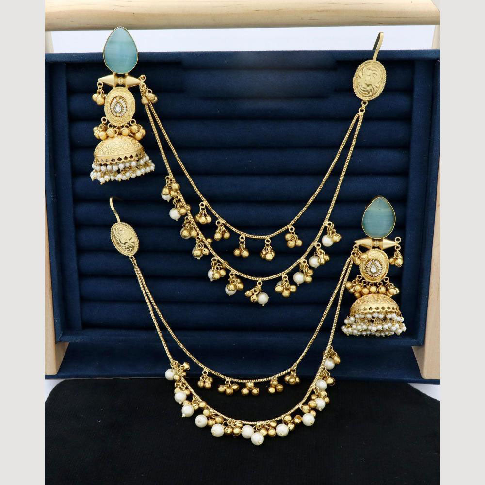 JCM  Traditional Elegance Kann Chain Earrings with monalisa stone and pearl