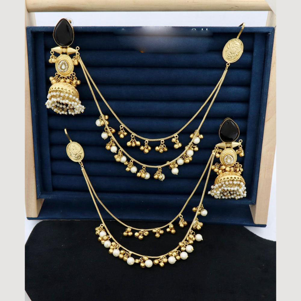 JCM  Traditional Elegance Kann Chain Earrings with monalisa stone and pearl