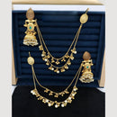 JCM  Traditional Elegance Kann Chain Earrings with monalisa stone and pearl