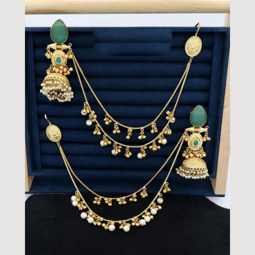 JCM  Traditional Elegance Kann Chain Earrings with monalisa stone and pearl