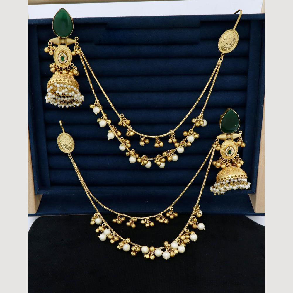 JCM  Traditional Elegance Kann Chain Earrings with monalisa stone and pearl