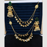 JCM  Traditional Elegance Kann Chain Earrings with monalisa stone and pearl