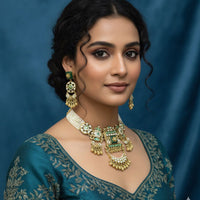 JCM Jewellery Elegant Shine Pota Stone And Pearls Necklace Set