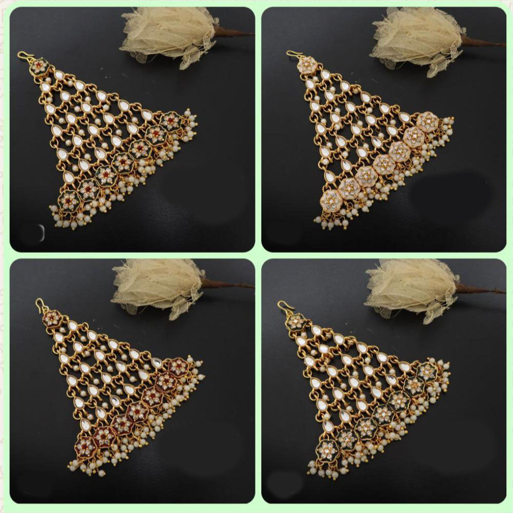 JCM Mughal Inspired Chandbali Passa with Kundan & Pearl Detailing