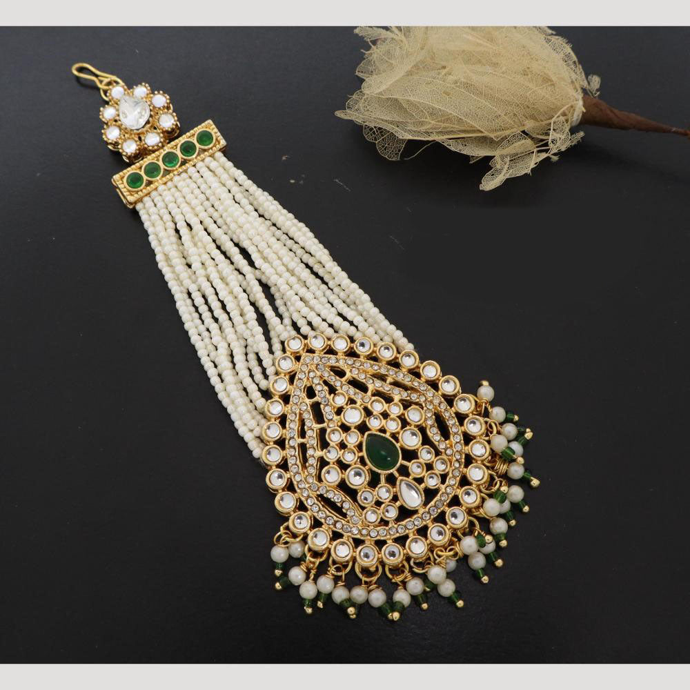 JCM Multi Strand Pearl Passa with Teardrop Kundan Centerpiece