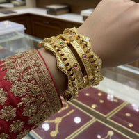 JCM Traditional Timeless Pota Stone Openable  Bangles Set
