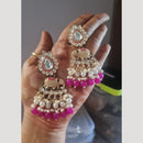 JCM Traditional Kundan Elephant Motif Earrings with Pearl and Beads