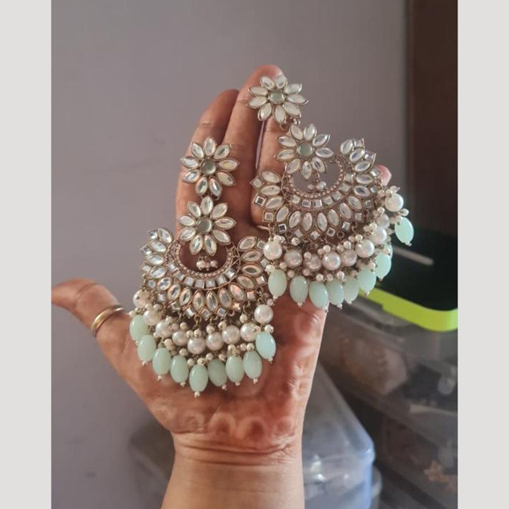 JCM Kundan Chandbalis with Pearls and Beads Dangler Earrings