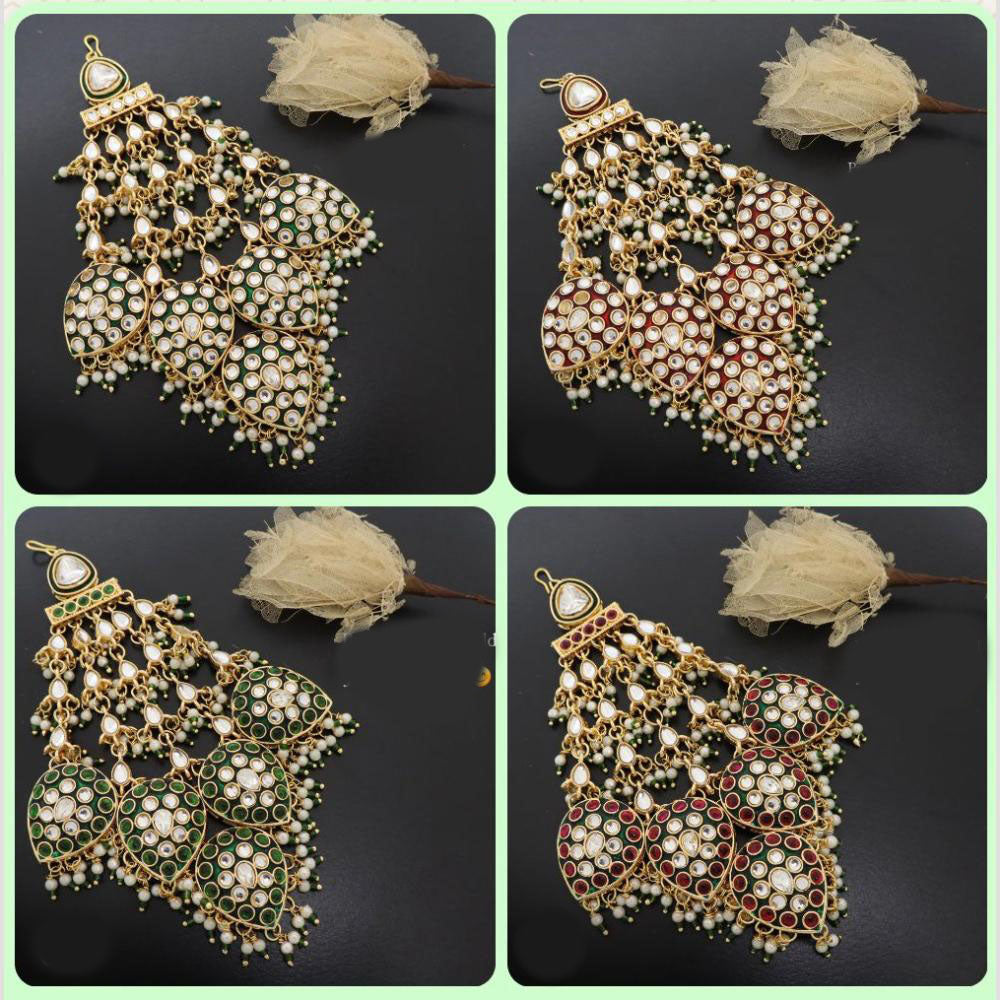 JCM Traditional Leaf Design Kundan and Pearl Passa