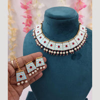 JCM Enamel Kundan Work and Pearl Drops Choker Necklace Set