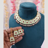 JCM Enamel Kundan Work and Pearl Drops Choker Necklace Set