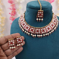 JCM Enamel Kundan Work and Pearl Drops Choker Necklace Set