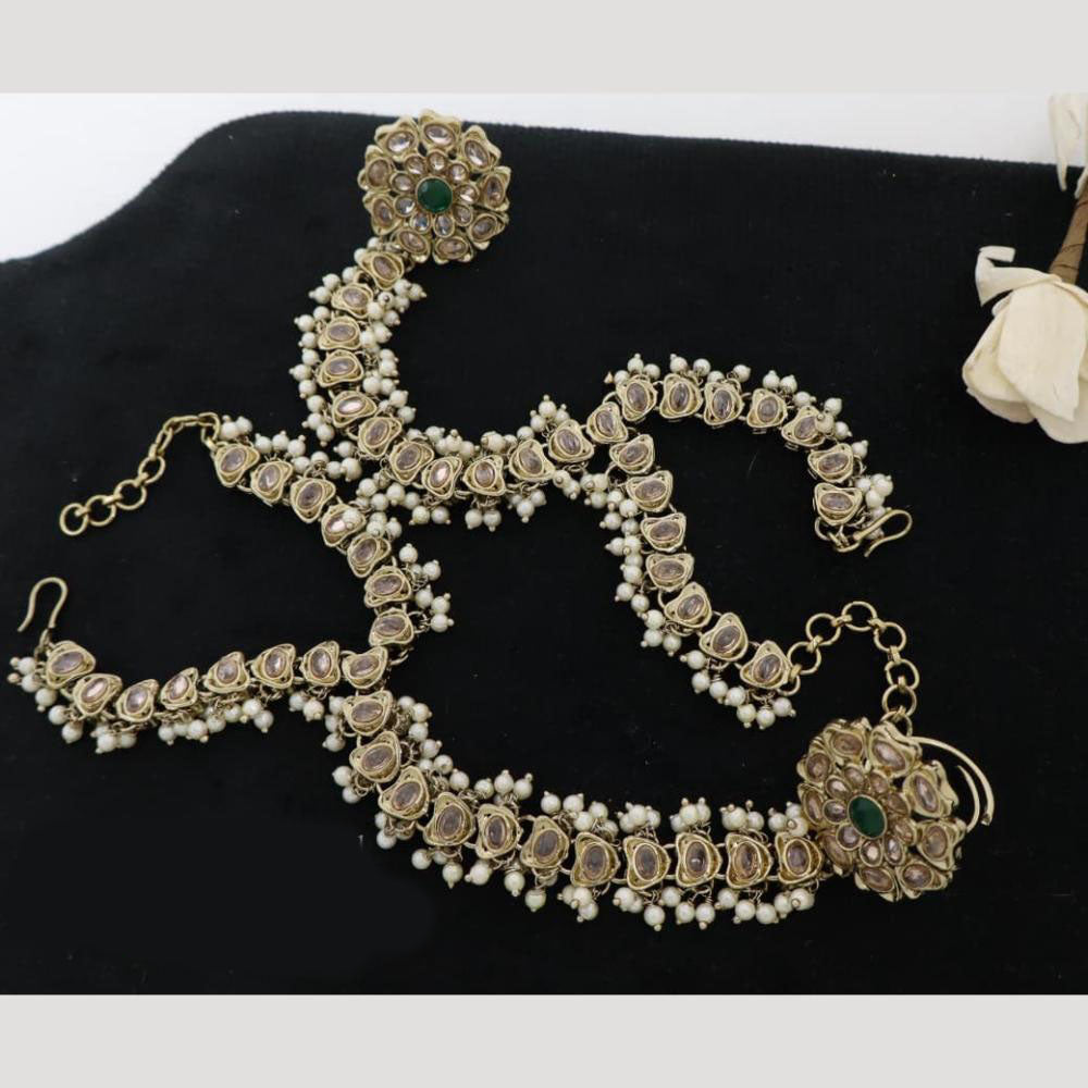 JCM Antique Kundan and Pearl Hand Harness Set