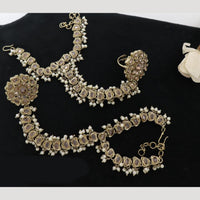 JCM Antique Kundan and Pearl Hand Harness Set
