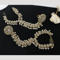 JCM Antique Kundan and Pearl Hand Harness Set