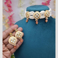 JCM Kundan and Bead Drops Meenakari Choker Necklace Set