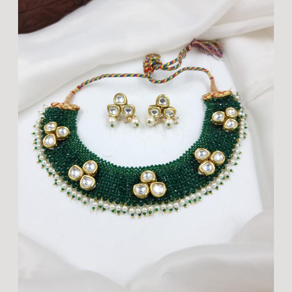 JCM Beaded and Kundan Necklace Set with Matching Earrings