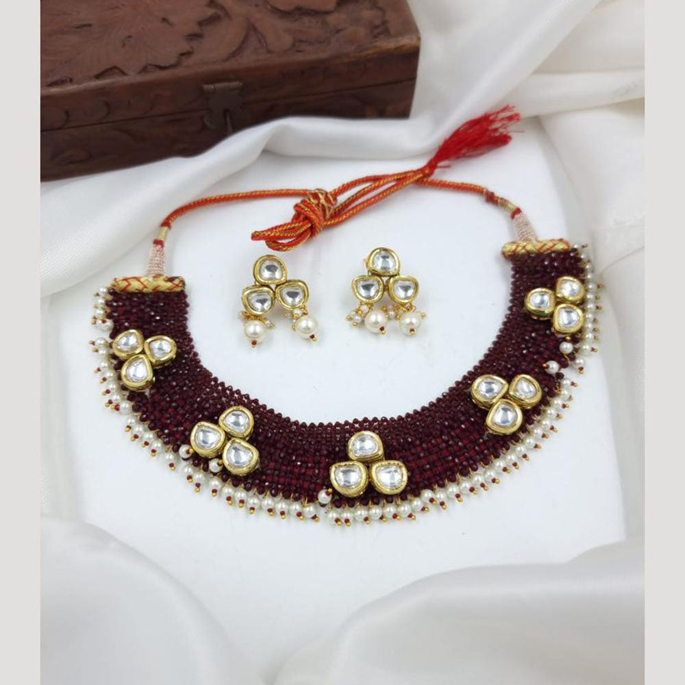 JCM Beaded and Kundan Necklace Set with Matching Earrings