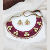 JCM Beaded and Kundan Necklace Set with Matching Earrings