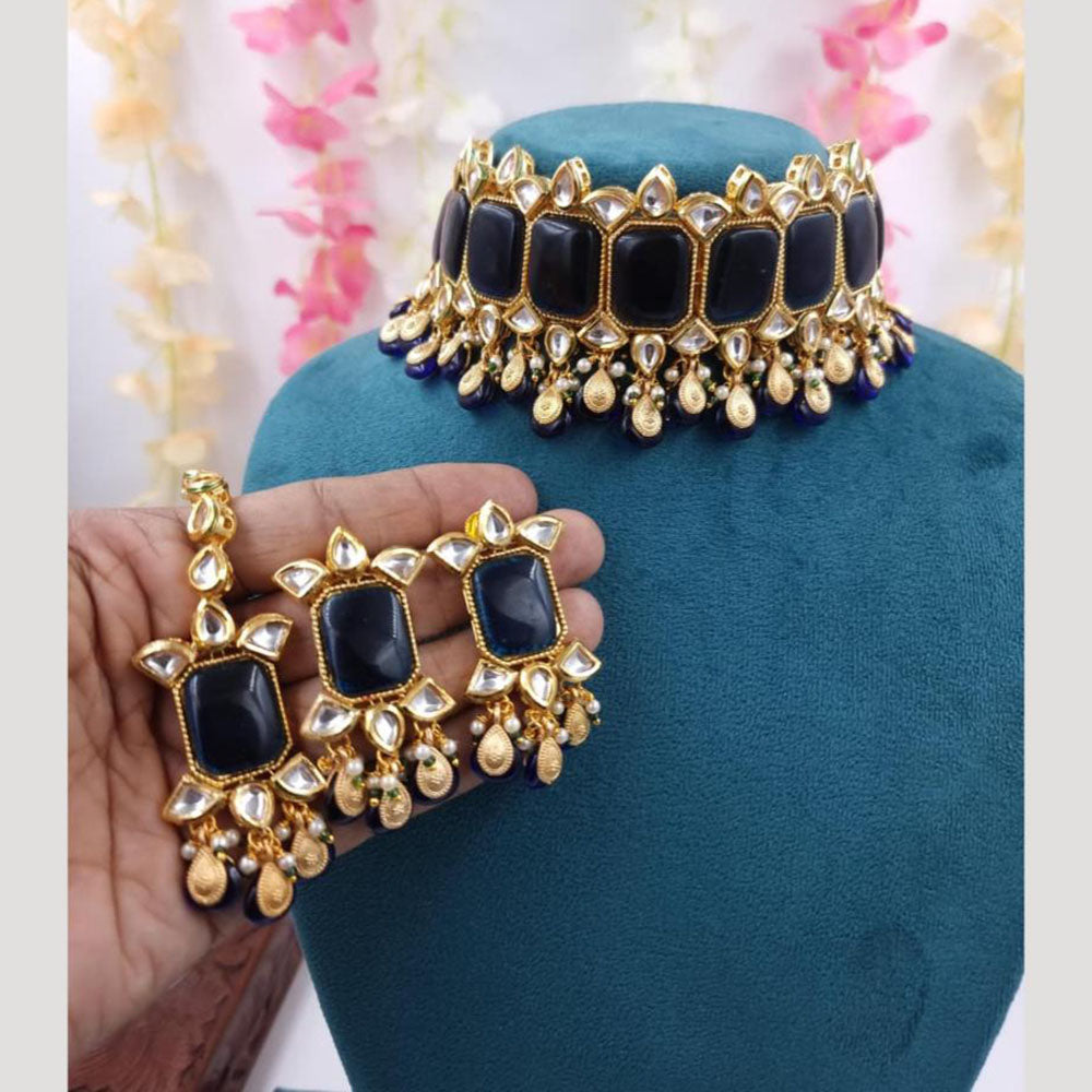 JCM Designer Kundan and Beads Drop Choker Necklace Set