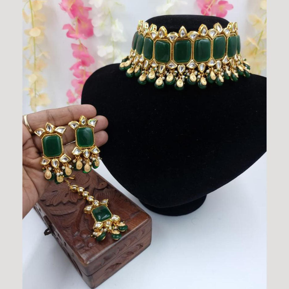 JCM Designer Kundan and Beads Drop Choker Necklace Set