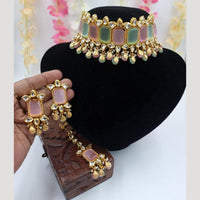 JCM Designer Kundan and Beads Drop Choker Necklace Set