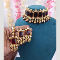 JCM Designer Kundan and Beads Drop Choker Necklace Set
