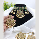 JCM Mehfil Majesty Kundan and Pearl Choker Necklace Set with Chandbali Earrings