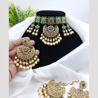 JCM Mehfil Majesty Kundan and Pearl Choker Necklace Set with Chandbali Earrings