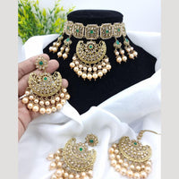 JCM Mehfil Majesty Kundan and Pearl Choker Necklace Set with Chandbali Earrings