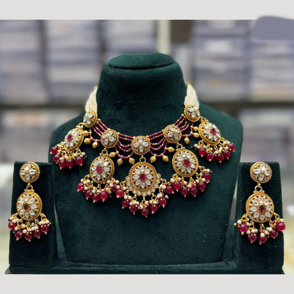 JCM Heritage Kundan And Pearls with Drop Beads Necklace Set