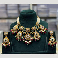 JCM Heritage Kundan And Pearls with Drop Beads Necklace Set