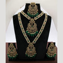 JCM Royal Kundan and Beads Double Layer Long Necklace Set with Mangtikka Earrings