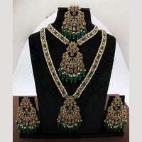 JCM Royal Kundan and Beads Double Layer Long Necklace Set with Mangtikka Earrings