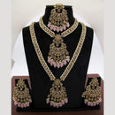 JCM Royal Kundan and Beads Double Layer Long Necklace Set with Mangtikka Earrings